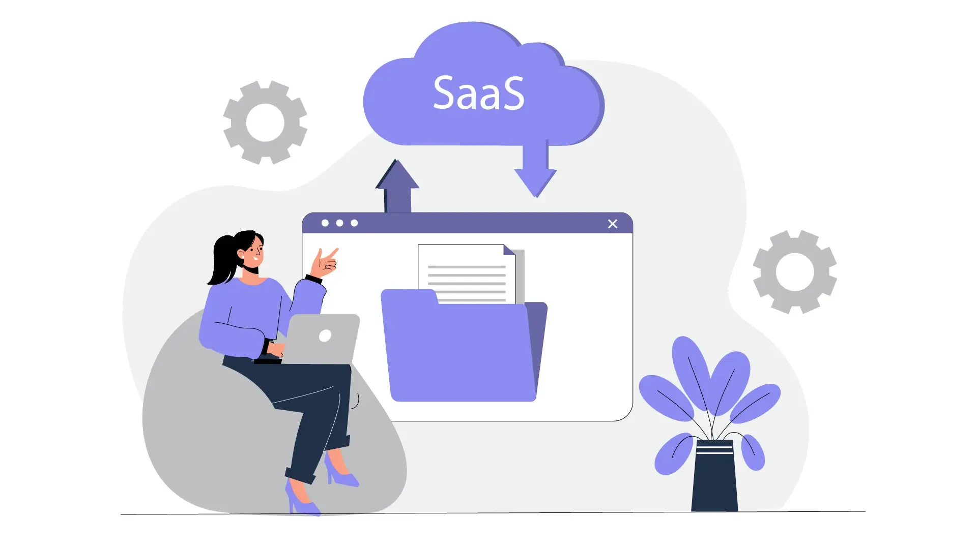 Flat Design Illustration of Woman Explaining SaaS Software Service image